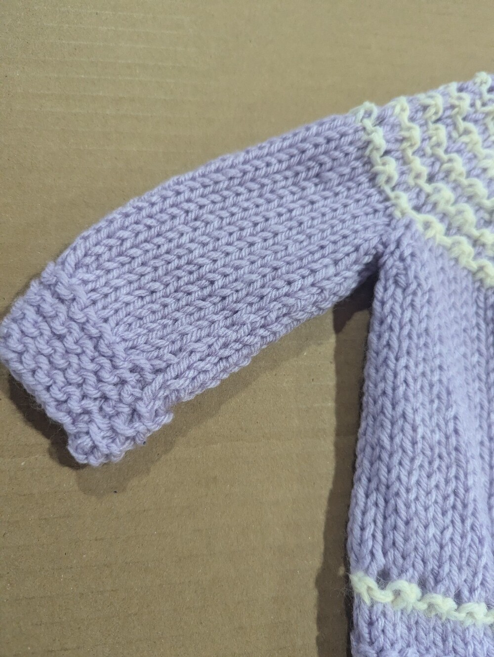 Handmade Purple White Accent Handmade Crochet Baby Girl Cardigan Sweater *6-12mo - Picture 4 of 11